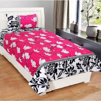 JUST MURLIDHAR 180 TC Cotton Single Floral Flat Bedsheet
