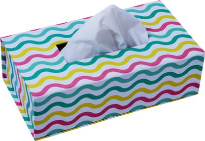 Tituprint.in Tituprint Tissue Box | Multi Color Wave Design Tissue Box | Car Tissue Box | Reusable Tissue Box with 100 Free Tissue Leaves | Digital Multicolor Print Vehicle Tissue Dispenser