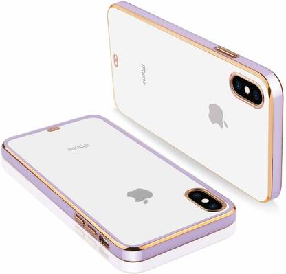 Strivex Back Cover for Apple Iphone X | Luxury Clear Square Gold Plating Transparent Case |