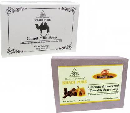 Khadi Pure Camel Milk Soap + Chocolate & Honey With Chocolate Sauce Soap (Combo)