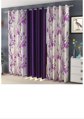 SNV PRODUCTS 150 cm (5 ft) Silk Window Curtain (Pack Of 3)