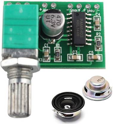 SunRobotics PAM8403 5V Amplifier + 2Pcs 4 ohm, 3 watt Speakers - Mini Class D Digital Audio Amplifier amp Board Module kit for Arduino Electronic Components Electronic Hobby Kit