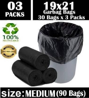 Orange Bucket Biodegradable Garbage Bag - 19 X 21 Inch, 30 Pcs set , Medium, 7L, (90Bag, Set of 3) Medium 7 L Garbage Bag  Pack Of 90