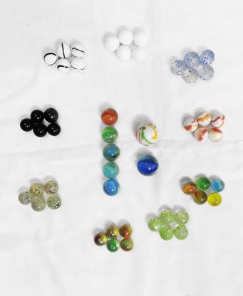 D'Mega Mart 45 + 5 + 2 Playing Glass Marbles / Goti . 45 Special Colourful unique + 5 Large + 2 Special Extra Large Big stricker GOTA Marble Goti