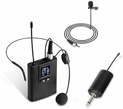 KH Wireless Headset Lavalier Microphone System/Lapel Mic/Stand Mic, UHF Wireless Video Recording Microphone System, Rechargeable Rx?Tx, 1/4" Output, DSLR Camera, AMP, PA Speaker, Lapt Microphone
