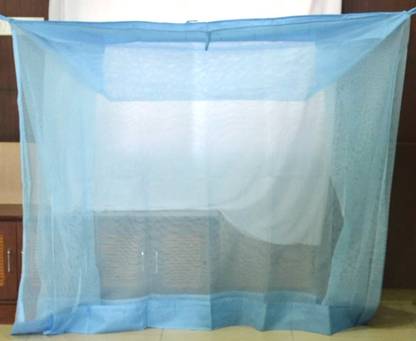 ANS Nylon Adults Washable Ans Mosquito Net 5x6ft Semi Double Bed Blue With Border Mosquito Net