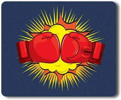 Yellow Alley Boxing Gloves Print Mouse Pad|Designer Rubber Base Mouse Pad for Laptop & Computer, Dust Free, Optical Friendly, Non-Slippery Rectangular Mouse Pad|Friendly for all types of Mouse Mousepad
