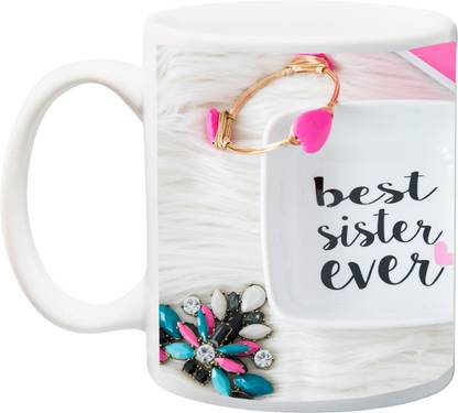 Stylotrendz Unique Gift for Sister Best Ever Printed Pink Soften Theme Ceramic Coffee Mug