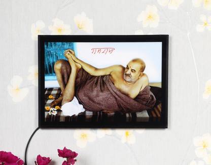 DWELLSINDIA Neem Karoli Baba Led Light Painting (12 X 8.5 Inch) Digital Reprint 8.5 inch x 12 inch Painting