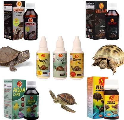Pet Care International (PCI) Total Turtle Care Combo Turtle I-Care (30ml), Turtle Vit (30ml), Turtle Cal (30ml), Vita A (30ml), Aqua Care (100ml), Shell Care (30ml) and Omega+ (30ml) Pet Health Supplements