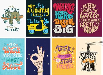 Motivational Quotes Posters for Wall (Paper, Size 12 x 18 inch, Set of 8) Paper Print