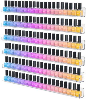 NARAYAN LNT 24 Inches Nail Polish Rack Wall Mounted Shelf with Removable Anti-slip End Inserts, Clear Acrylic Nail Polish Organizer Display 150 Bottles Acrylic Wall Shelf
