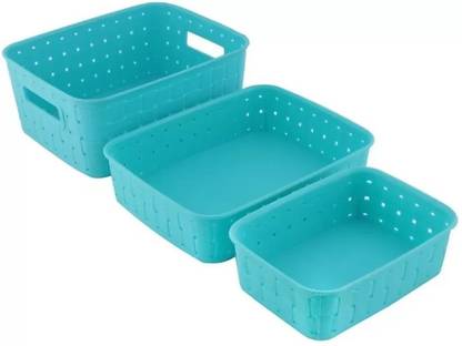 shreeraj Plastic Multipurpose smart Basket set of 3 Storage Basket Storage Basket
