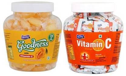 Derby Combo of Mango Goodness and Vitamin C Orange Candy Jar | Taste of Mango and Orange Candy in a Pack |Hard Vitamin C Candies | Goodness of Mango with Vitamin C | Aam Candy |100 Candies in a Jar Mango, Orange Flavoured Vitamin C Candy