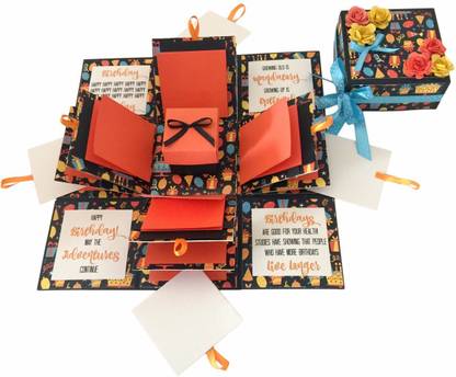 Crack of Dawn Crafts 3 Layered Birthday Explosive Box - Orange Fun Greeting Card