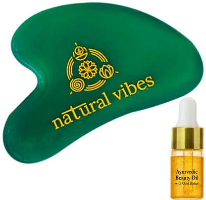 Natural Vibes Jade Gua Sha and Gold Beauty Elixir Oil 3 ml For Face, Neck and Under eye