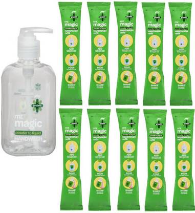 Godrej Magic Powder to Liquid Hand Wash 1 Bottal + 10 Refill 9g Hand Wash Bottle + Refill