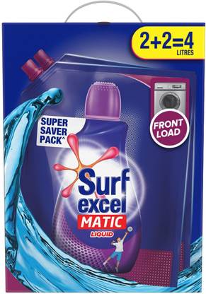 Surf excel Matic Liquid Detergent Front Load 2+2 ltr Carton Liquid Detergent