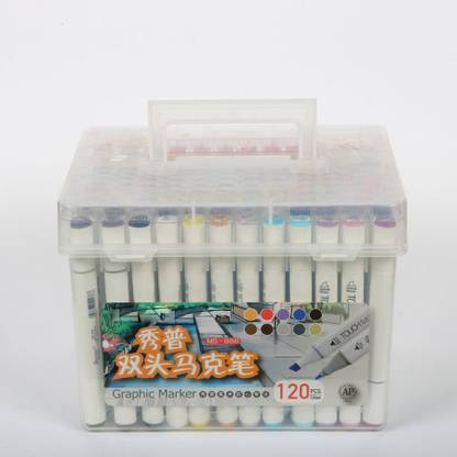 PLAID TOUCHH COOL MARKER SET PACK OF 120 SHADES (WHITE) TWIN TIP Nib Sketch Pens  with Washable Ink