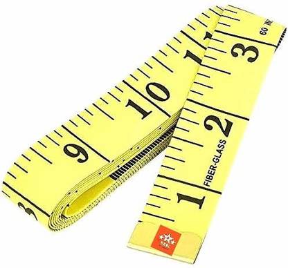 BRRL Best Quality Tailor Inch Inchi Tape Measure for Body Measurement Sewing Dressmaking - 150 cm (60 Inches) Ruler Durable Soft Flexible Fiberglass (Yellow) Measurement Tape
