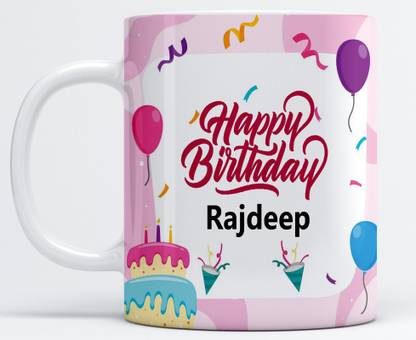 Vrantikar Happy Birthday Rajdeep Printed Coffee , Rajdeep Name , Best Gift For Brother, Friend ,Father Happy Birthday Ceramic Coffee Mug
