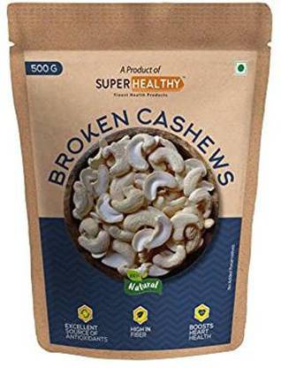 Super Healthy Broken Cashews | Edible Raw Cashew Pack | Organic and Crunchy Cashews for Eating (Broken Regular Pack - 500g) Cashews
