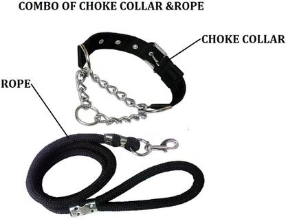 Hachiko Imported Best High Quality Dog Choke Collar+Rope(Combo of 2) Dog Collar & Leash