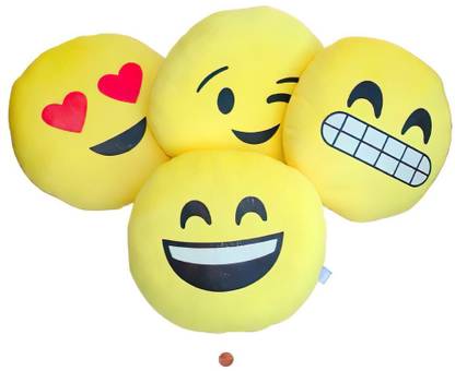HOMEWIND Microfibre Smiley Cushion Pack of 4