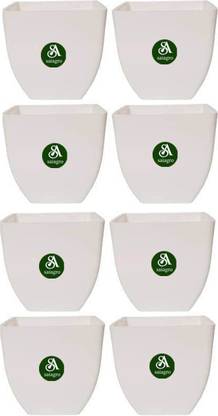 SAIAGRO SAIAGRO 5 INCH WHITE PERL POT 8 piece pack Plant Container Set