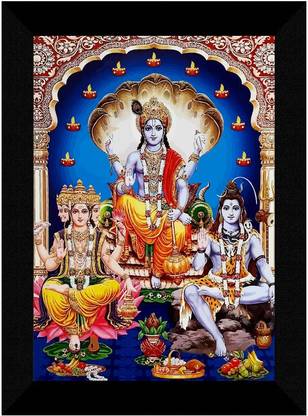 Brahma Vishnu Mahesh Tridev UV Textured Home Decorative Gift Item Fine Art Print