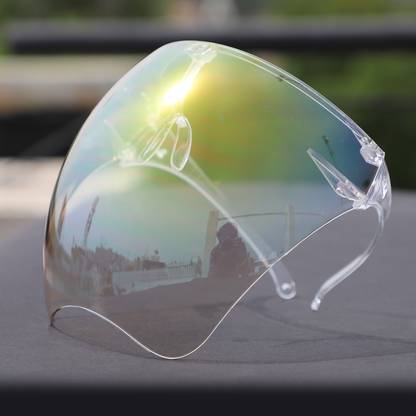 Steelbird 7Wings Goggle-Style Anti Scratch, UV Protected Polycarbonate Glass Face Shield, Reusable Chrome Goggle Shield, Unisex Fashion Protective Wear for Men - Women and Children's Chrome Gold Safety Visor