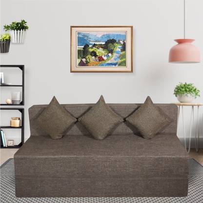 Seventh Heaven 6 Jute Fabric Washable Cover With 3 Cushions 4 Seater Sofa Bed 1 Year Warranty Double In India Cushions 4 Seater Sofa Bed, How Much Fabric To Cover A 3 Seater Sofa Bed