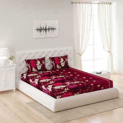 MONTE CARLO 160 TC Microfiber Double Abstract Flat Bedsheet
