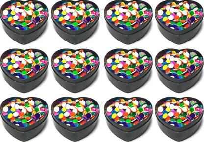 ds Pack of 12 Multi Color Bindi size 3.5mm (Heart shape box) Forehead Multicolor Bindis for Girls & Women Forehead Bindis Forehead Multicolor Bindis (Indian) Girls & woman Multicolor Bindis