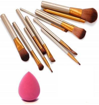 Detak Naked 3 Makeup Brushes - Set Of 12 with Beauty Blender (Shape and color may be vary) (2 Items in the set)