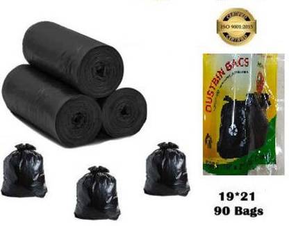 Clean Home Garbage Bags Rolls Pack of 3 Rolls for Dustbin Waste Disposal| Dustbin Bags /Trash Bags/Dustbin Cover 19 x21 inch Medium Size | 30 Bags in Each Roll | Total 90 Bags Medium 15 L Garbage Bag  Pack Of 90