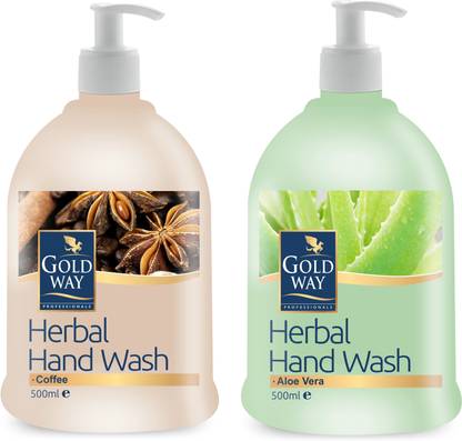 GOLDWAY Coffee Herbal Handwash & Herbal HandWash with and Ayurvedic property.Combo Pack of 2 Hand Wash Bottle