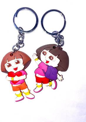 Tagnation Doublesided Rubber Dora With Backpack & Dora With Heart Combo Key Chain