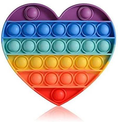 JIALTO Pop It Fidget Toys,Push Pop Bubble Fidget Sensory Toy,Autism Special Needs Silicone Stress Relief Toy,Great Fidget Toy Sensory Toys Novelty Gifts for Girls Boys Kids Adults (Love Rainbow)