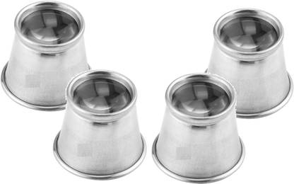 Pacificdeals Pack of 4 Handsfree Portable Aluminium Eye Loupe Magnifying Glass Small Sized Lens for Watchmaking Watch Repair Jewellery Making Diamond Gemstone Grading Model Making Magnifier Simple Loupe