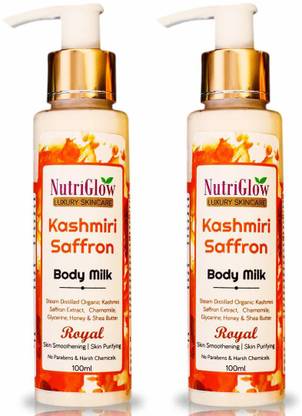 NutriGlow Luxury Skincare Kashmiri Saffron Body Milk, instant skin smoothing
