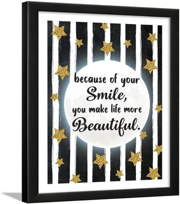 Smile Quotes wall Frames - Beautiful quotes wall frames - Smile Frame - Smile Posters for Room - Happy Quotes Posters - Happy quotes wall frames Paper Print