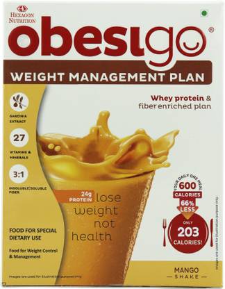 Obesigo Meal Replacement and Weight Management Plan - Box of 7 Sachets - Mango Flavor- Whey Protein
