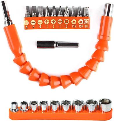 AASONS Flexible Drill Bit Extension Kit AASONS Flexible Drill Bit Extension Kit, Flexible Soft Shaft Extension Screwdriver Bits & Sockets Universal Nut Electric Drill Bit Power Hand Repair DIY Tools Accessories with Drill Bit Set (21 Pieces Set) Rotary Bit Set