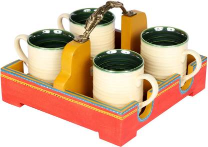 Artysta Wooden Tray With Cup Set/ Serving Tray/ Serving Tray With Cup/ Tray with cups/wooden cup tray Tray, Cup Serving Set