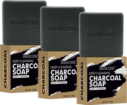 MANCODE DEEP CLEANSING CHARCOAL SOAP,125gm each, Pack Of 3
