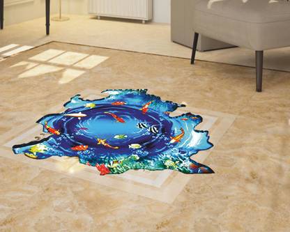 Jump up 45 cm Colorful fishes in water, Floor sticker Self Adhesive Sticker