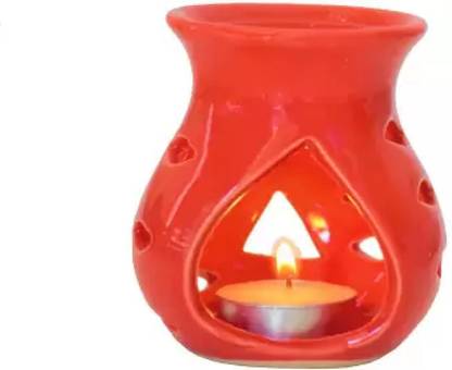 Option Gallery Sandal Diffuser, Aroma Oil, Diffuser Set Traditional Black Ceramic Glossy look Oil Burner/Diffuser with 2 complementary Tea Light Candles and 1 piece of Sandal/Lemon Grass/Rose/Vanilla oil of ml complementary