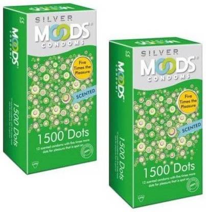 MOODS Silver 1500 Dots Scented 12 Scented Condoms with five times more dots for pleasure that is spot on Condom