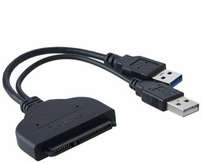H-its Kabel SAS Cable 2 m USB 3.0 to 7/ 15/ 22Pin SATA Cable Adapter External USB Power for 2.5'' SATA III SSD HDD Hard Disk Drive